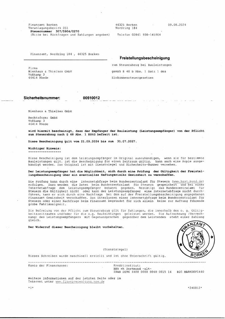 Vorschau Freistellungsbescheinigung