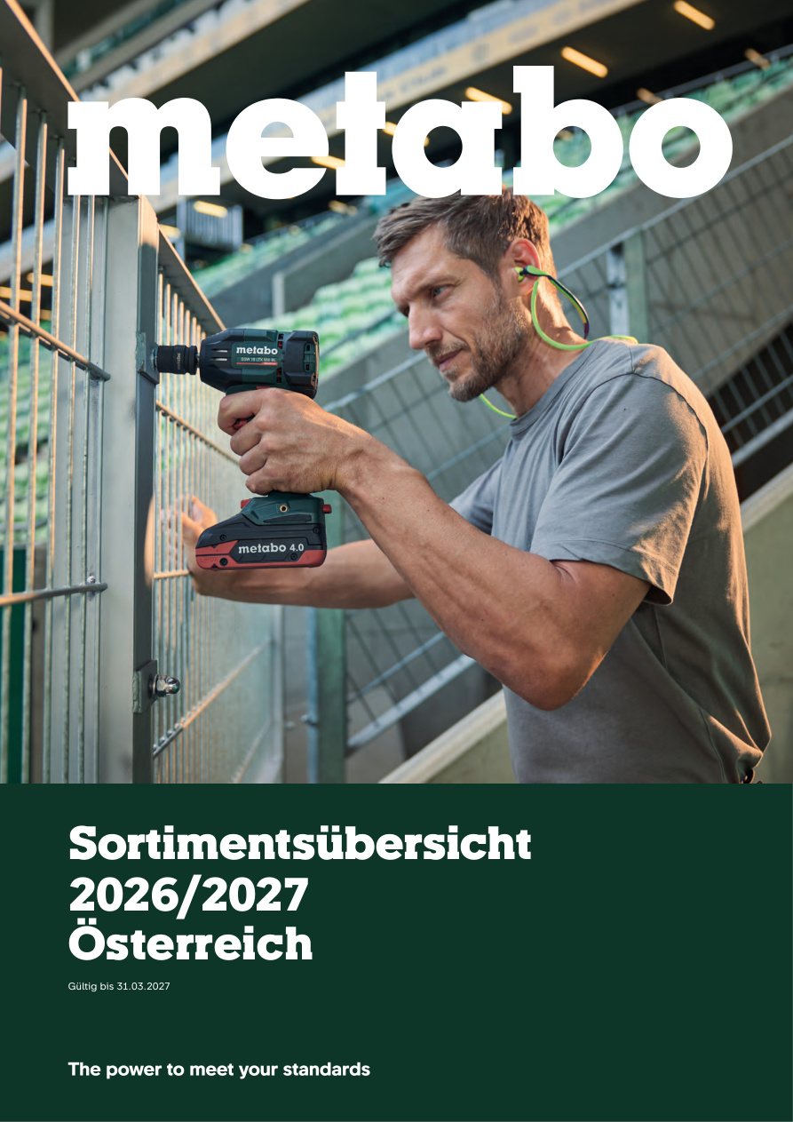 Titelblatt Metabo Sortimentsübersicht 2026/27